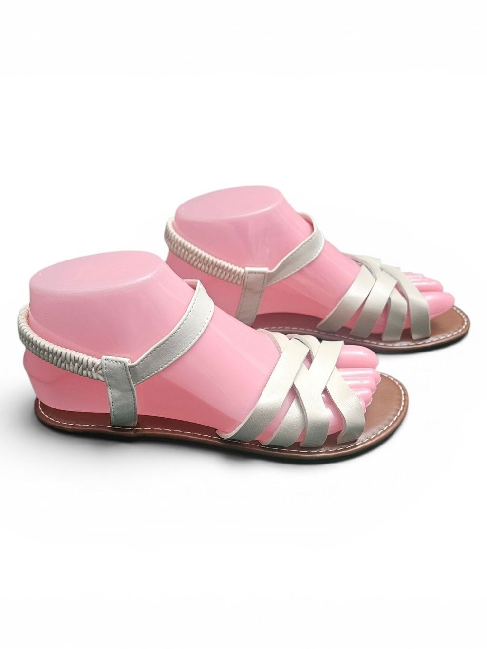 Women’s White Strappy Slingback Flat Sandals